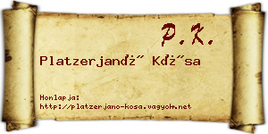 Platzerjanó Kósa névjegykártya
